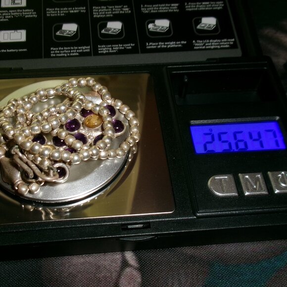 Vintage Amethyst Flower 18" Silver Bead Necklace - Picture 9 of 9